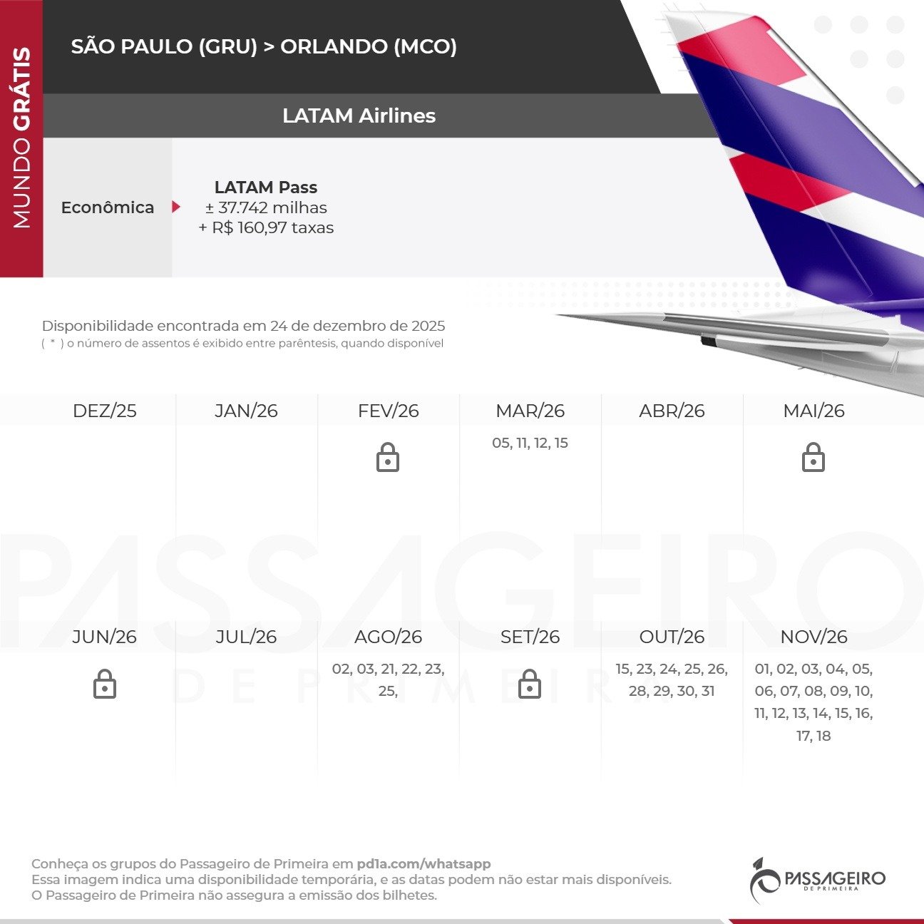 Bilhetes para Orlando a partir de 37,7 mil milhas LATAM Pass por trecho - Imagem do artigo original