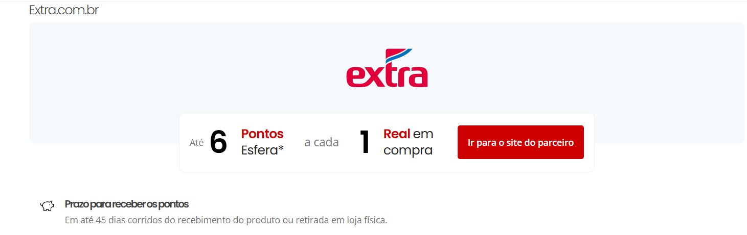 Esfera libera até 6 pontos por real em compras no Extra até 8 de janeiro 1 Esfera libera até 6 pontos por real em compras no Extra até 8 de janeiro - Imagem do artigo original