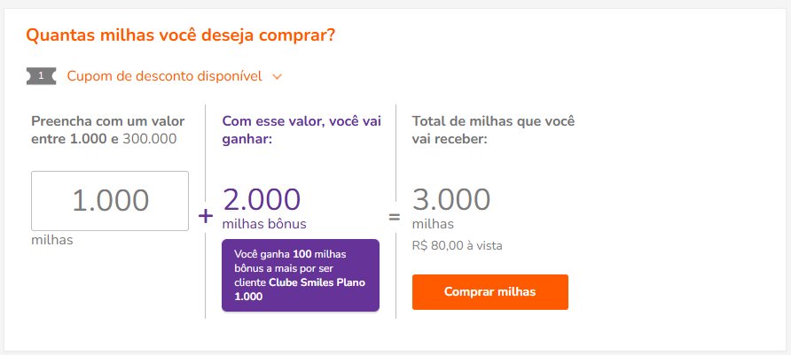 Smiles dá bônus de até 250% na compra de milhas para quem assina o Clube 1 Smiles dá bônus de até 250% na compra de milhas para quem assina o Clube - Imagem do artigo original