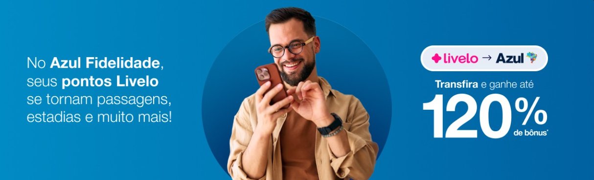 Azul lança campanha com até 90% de bônus na transferência de pontos Livelo - Imagem do artigo original