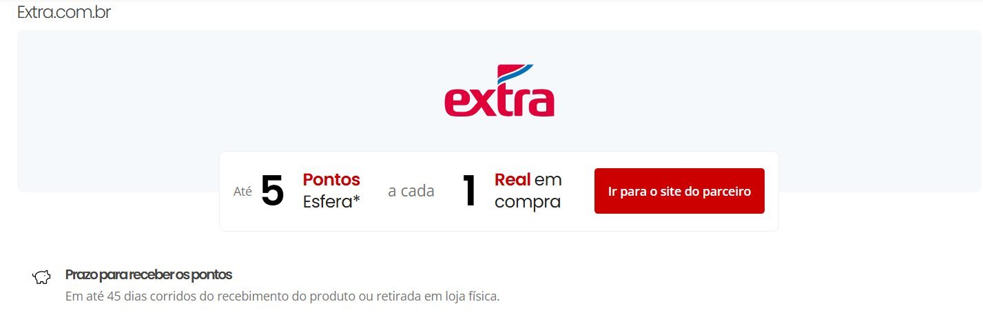 Esfera bonifica compras no Extra com até 5 pontos por real até 26/01/2026 - Imagem do artigo original