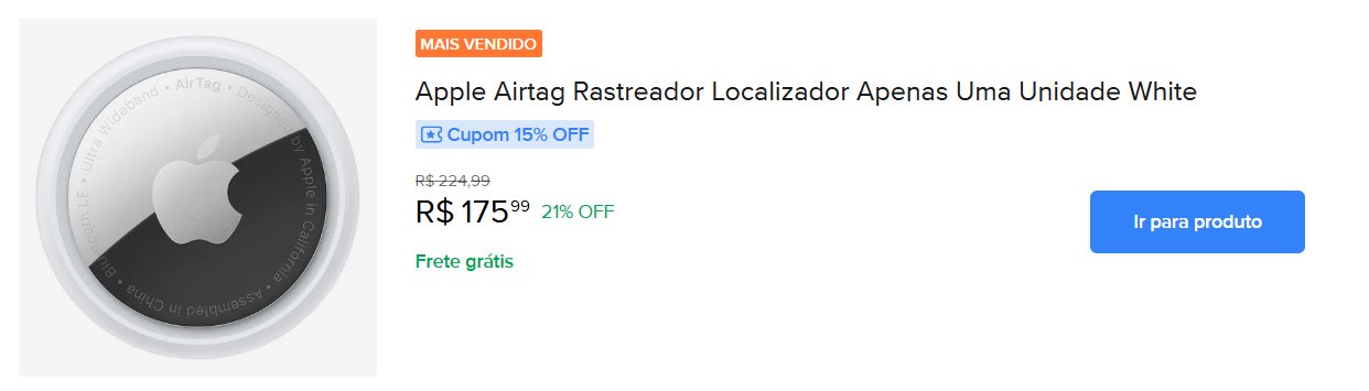 AirTag Apple cai para R$ 149 no Mercado Livre com cupom especial - Imagem do artigo original