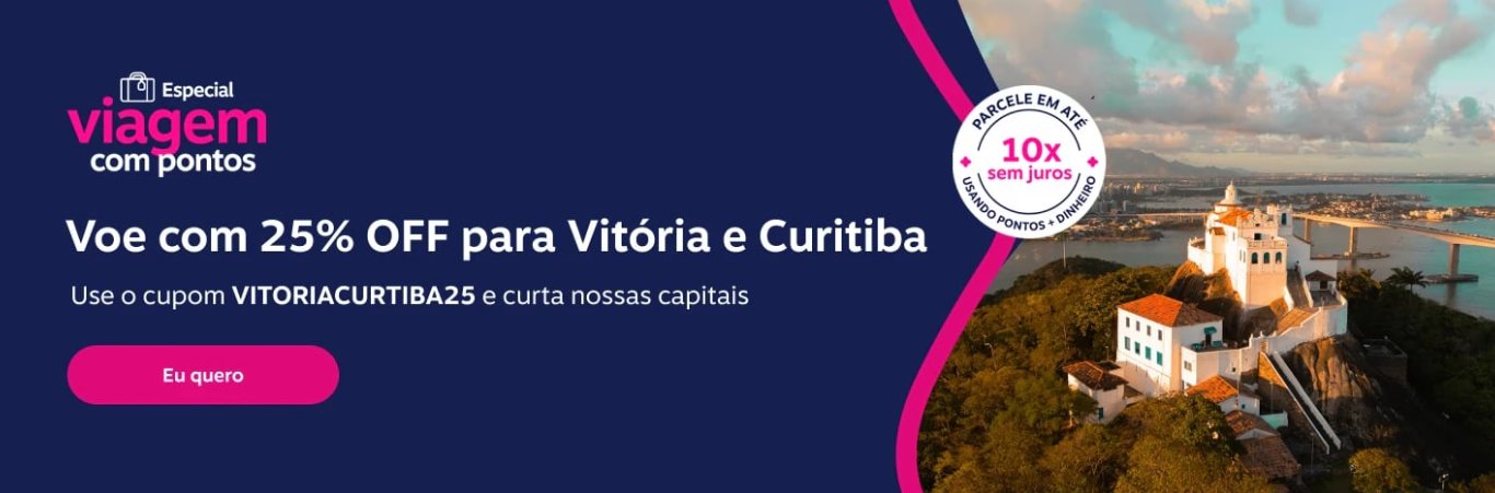 Livelo libera cupom com até 25% de desconto para voos de ida e volta a Curitiba e Vitória - Imagem do artigo original