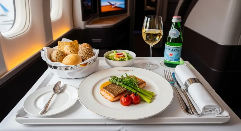 The Residence e Classe Executiva: Vale a Pena Usar Milhas na Etihad? 2 The Residence e Classe Executiva: Refeicao Etihad Executiva