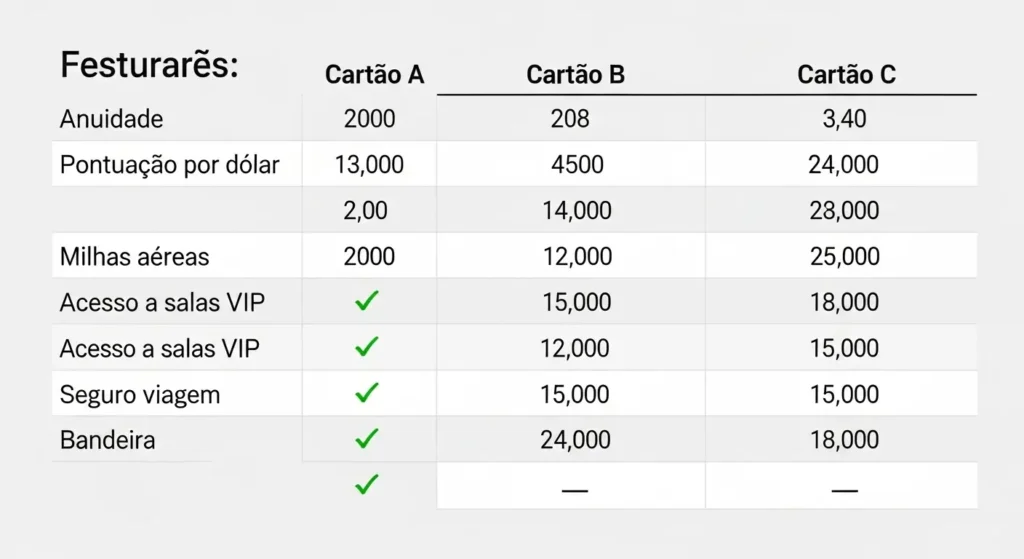 Centurion: Máximo status e exclusividade 2 Tabela ComparativaTres Cartoes