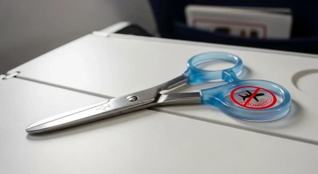 O que Não Pode Levar na Bagagem de Mão? Lista 1 O que Não Pode Levar na Bagagem de Mão? Objetos cortantes proibidos avião tesoura