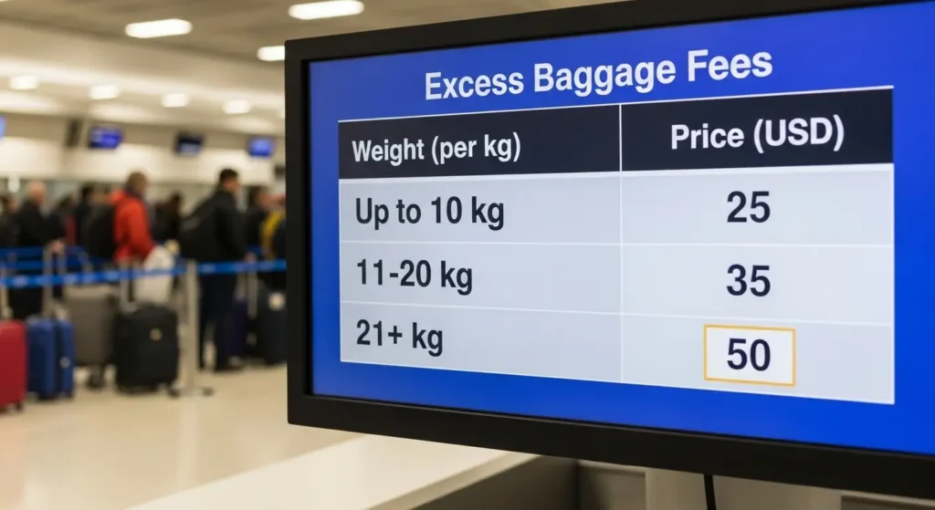 taxas excesso bagagem valor por kg