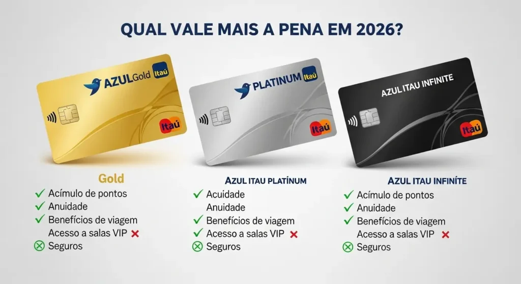 Azul Itaú vale a pena em 2026? Gold, Platinum ou Infinite