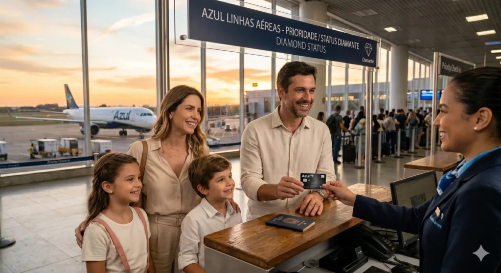 Azul Itaú Visa Infinite: Guia Completo e Benefícios 2026 1 Benefícios de aeroporto e status Diamante do Azul Itaú Visa Infinite.