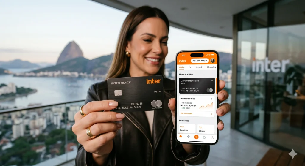 Inter Black Ilimitado em 2026: O Segredo que Não Te Contaram 2 Cartão Inter Black representando status e investimentos em 2026