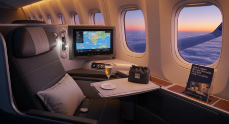 Executiva com milhas 2026 Tabelas LATAM e TAP Interior da classe executiva com milhas 2026 LATAM Pass