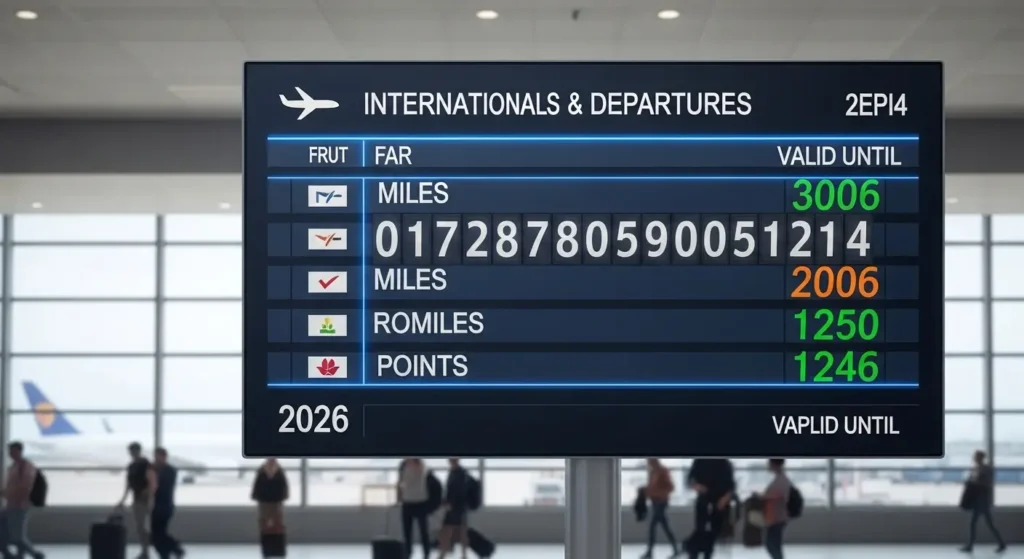 O erro de R$ 5 mil: Por que suas milhas aéreas 2026 valem menos com a Selic a 14,50% 3 Painel de chegadas e partidas de aeroporto internacional ilustrando o giro rápido de milhas aéreas 2026.