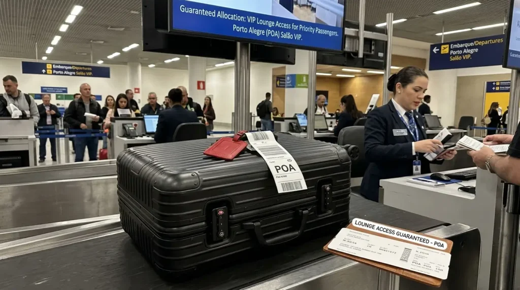 O Erro Logístico: A Verdade Oculta Sobre a Sala VIP Porto Alegre 3 Mala de luxo despachada com segurança graças aos benefícios de alocação que garantem a entrada na sala vip porto alegre