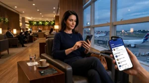 Cliente utilizando sala VIP através do Visa Airport Companion com o Bradesco Aeternum