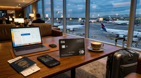 Cartão C6 Carbon Mastercard Black com benefícios para viagens e salas VIP