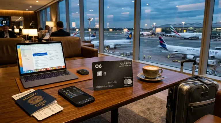Cartão C6 Carbon Mastercard Black com benefícios para viagens e salas VIP