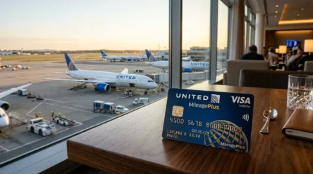 Cartão United MileagePlus Brasil destacando benefícios para acúmulo de milhas e viagens internacionais