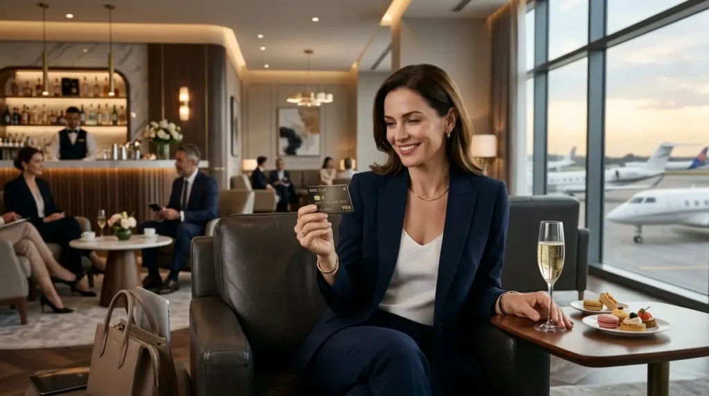 Guia Definitivo BRB DUX Visa Infinite: em 2026 Benefícios, Sala VIP, Pontuação e Como Conseguir 2 Cliente analisando requisitos para solicitar o BRB DUX Visa Infinite