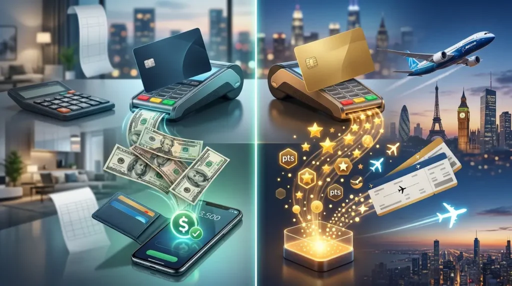 Cartão de Crédito com Pontos ou Cashback: Qual Compensa Mais em 2026? 1 Cartão de Crédito com Pontos ou Cashback comparando benefícios financeiros