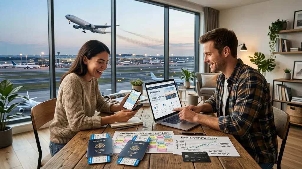 Como Começar a Acumular Milhas do Zero em 2026: Guia Definitivo 5 Pessoa planejando viagens e acompanhando o crescimento de pontos em programas de fidelidade.
