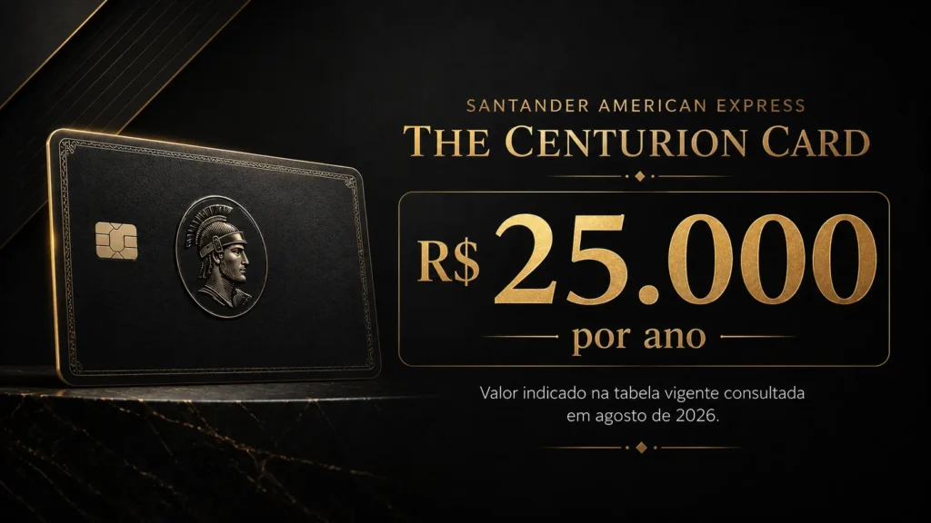 Anuidade American Express Centurion Santander R$ 25 mil em 2026