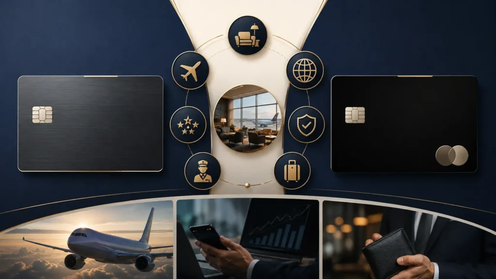 Comparação entre Visa Infinite e Mastercard Black em pontos, salas VIP e viagens
