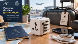 Adaptador de tomada para viagem internacional.