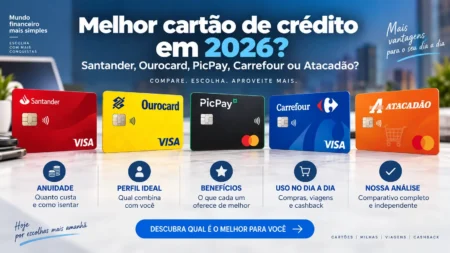 Comparação para escolher o melhor cartão de crédito em 2026