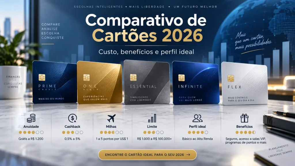 Comparativo para escolher o melhor cartão de crédito em 2026